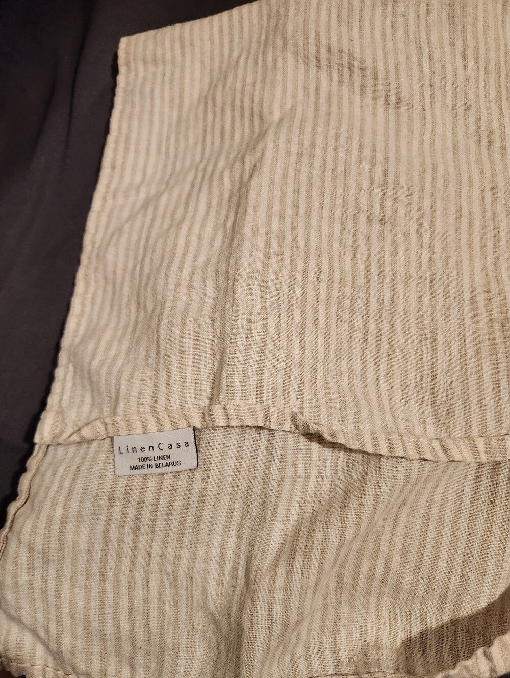 LinenCasa Striped Linen Kitchen Towell- Natural Beige & Cream
